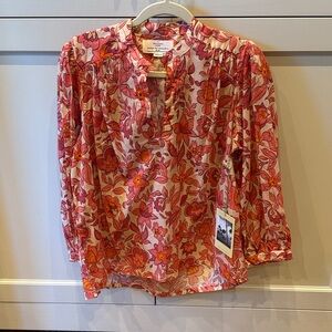 Trovata Vibrant Floral Blouse in Pink and Orange